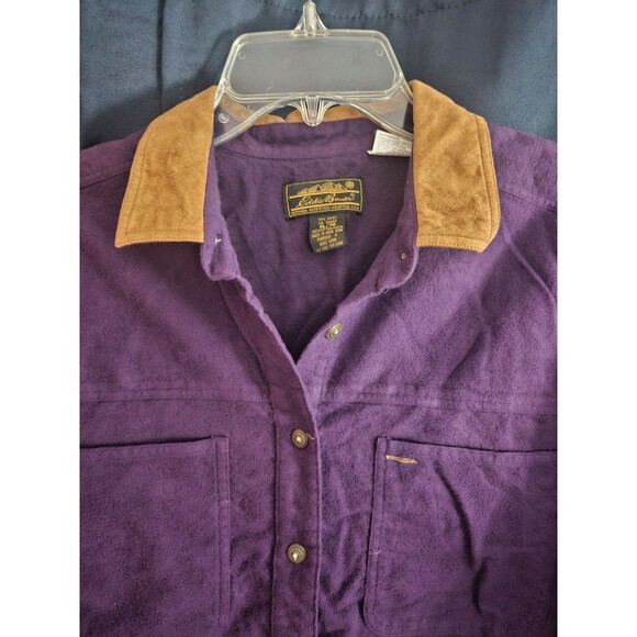 Women's Eddie Bauer Purple and Tan Button-up Shirt - Picture 3 of 7